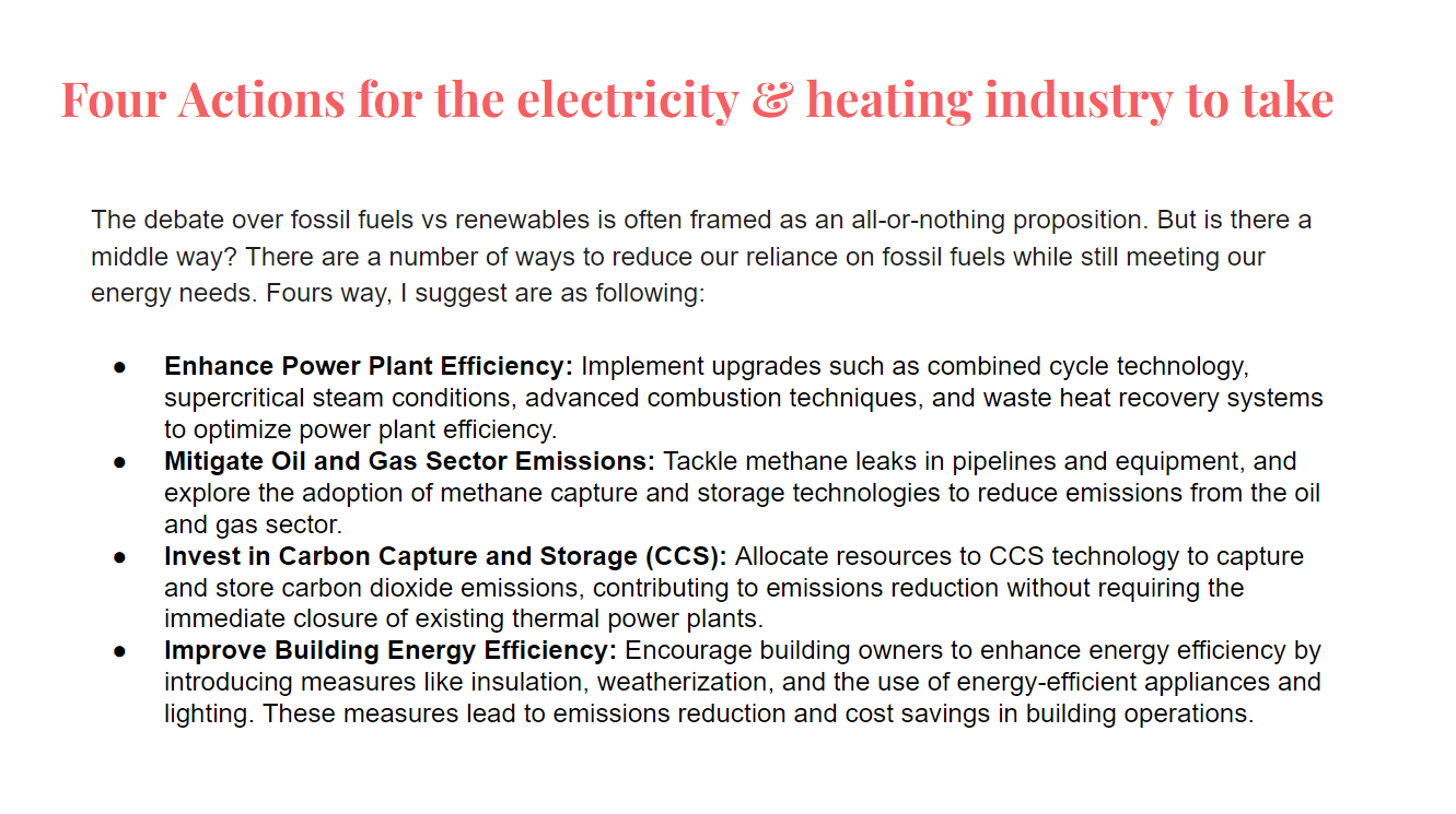 Scope 1 emissions: Electricity & heating industry